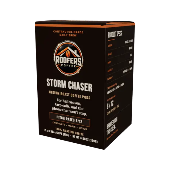 ROOFERS COFFEE Storm Chaser Pods coffee pods box, front view